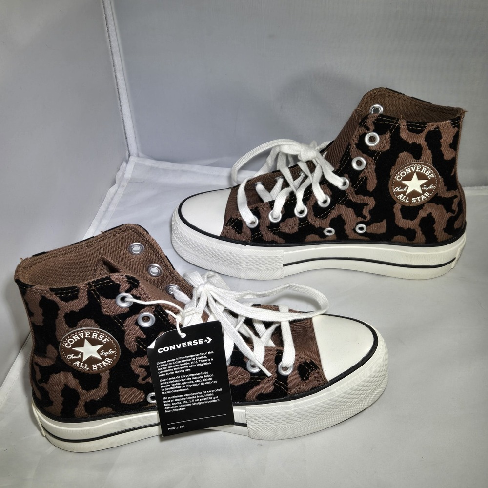 Converse Chuck Taylor Leopard Remix Lift Platform Hi Top Shoe Womens 6‎ New - Picture 2 of 9
